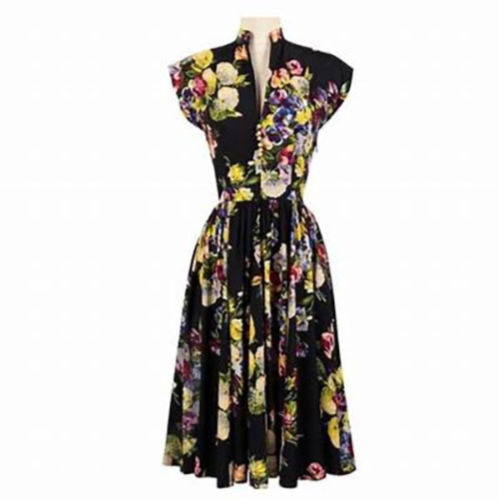 Trashy Diva Maria in Martini Floral Sz 24 Retro 40s Look Plus Swing Black Flowe